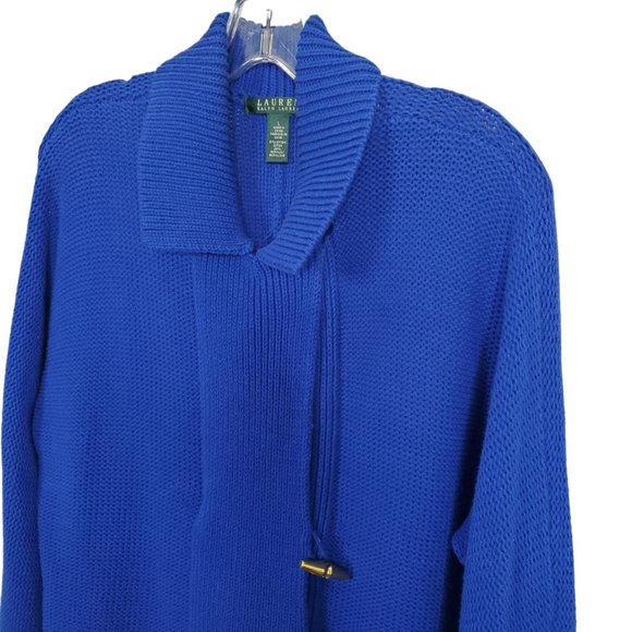LRL Ralph Lauren Size L Cardigan Gold Toggle Pockets Royal Blue Collar Pockets - Picture 4 of 12